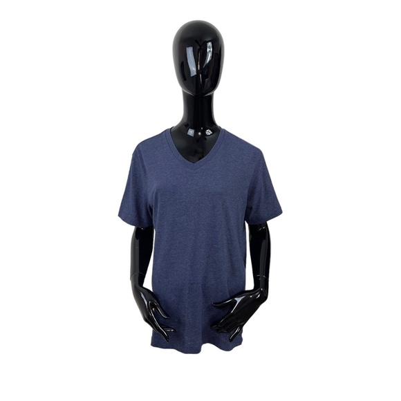 Brooks Brothers Red Fleece V Neck Tee T Shirt Heather Blue Womens Large - Picture 1 of 7